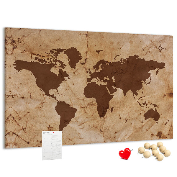 Fětská nástěnka Mapa starověkého světa na hnědém pozadí