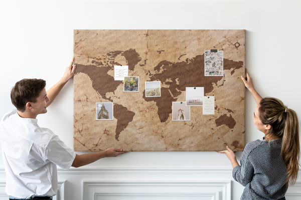 Fětská nástěnka Mapa starověkého světa na hnědém pozadí