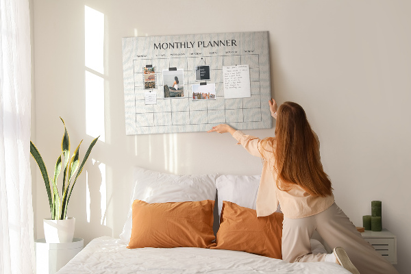 Korková nástěnka Měsíční diář s minimalistickým designem
