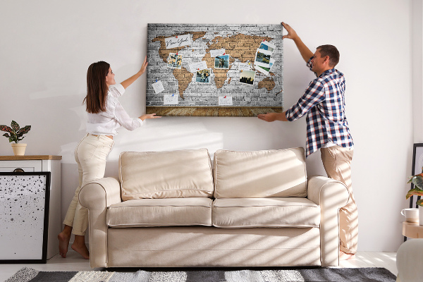 Korková nástěnka Mapa světa na cihlovou zeď