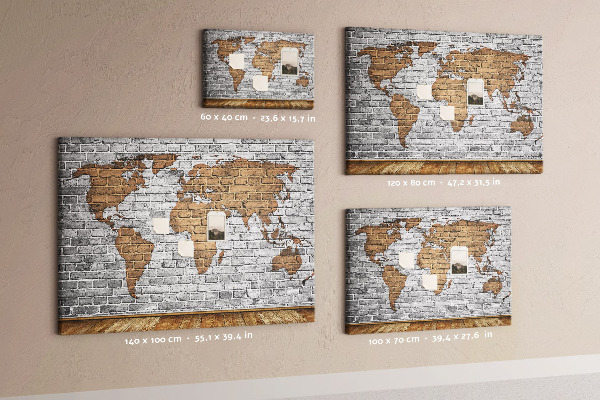 Korková nástěnka Mapa světa na cihlovou zeď