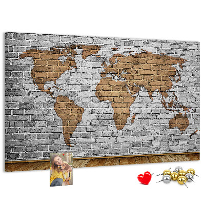 Korková nástěnka Mapa světa na cihlovou zeď