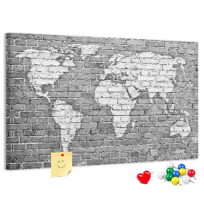 Nástěnka Mapa světa na cihlovou zeď