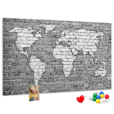 Nástěnka Mapa světa na cihlovou zeď