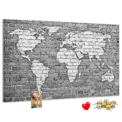 Nástěnka Mapa světa na cihlovou zeď