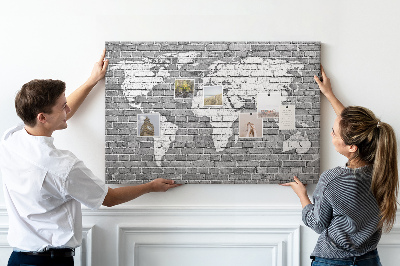 Nástěnka Mapa světa na cihlovou zeď