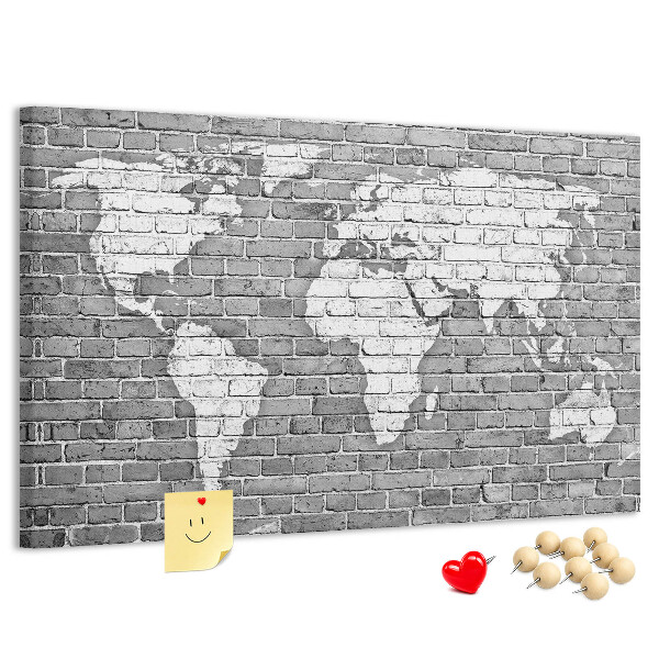 Nástěnka Mapa světa na cihlovou zeď