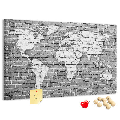 Nástěnka Mapa světa na cihlovou zeď