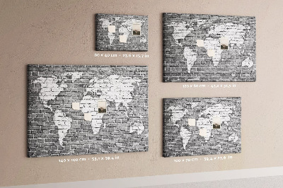 Nástěnka Mapa světa na cihlovou zeď