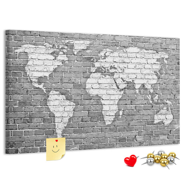 Nástěnka Mapa světa na cihlovou zeď