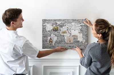 Nástěnka Mapa světa na cihlovou zeď