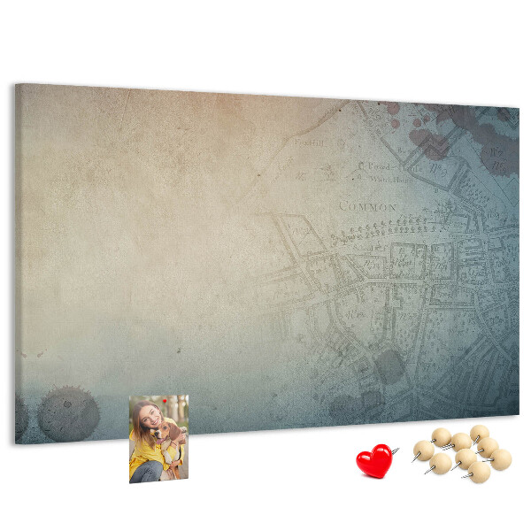 Nástěnka Stará mapa s jemnými skvrnami