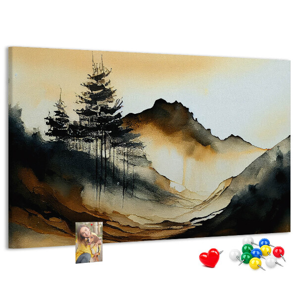 Korková nástěnka Malebná horská krajina se stromy
