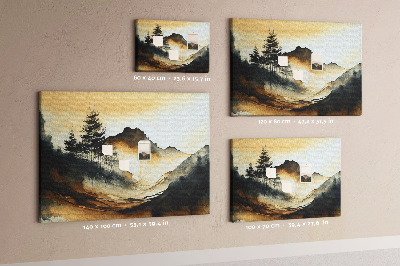 Korková nástěnka Malebná horská krajina se stromy