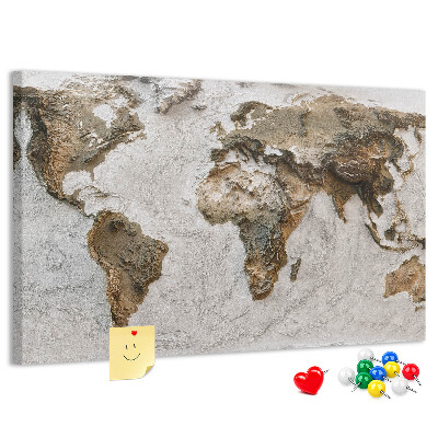 Nástěnka Mapa světa v odstínech hnědé.