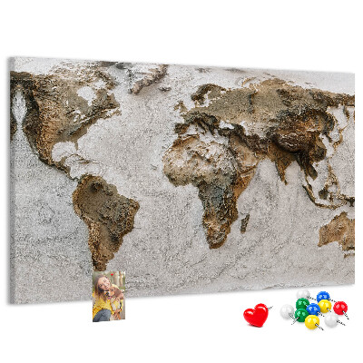 Nástěnka Mapa světa v odstínech hnědé.
