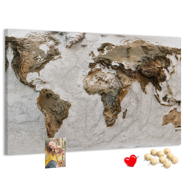 Nástěnka Mapa světa v odstínech hnědé.