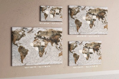 Nástěnka Mapa světa v odstínech hnědé.