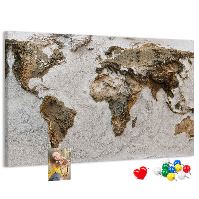 Nástěnka Mapa světa v odstínech hnědé.