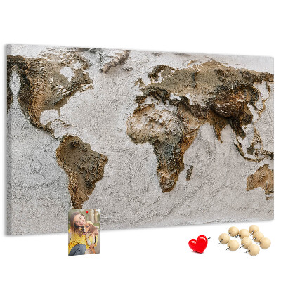 Nástěnka Mapa světa v odstínech hnědé.
