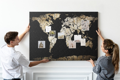 Nástěnka Poškozená mapa světa na černém pozadí