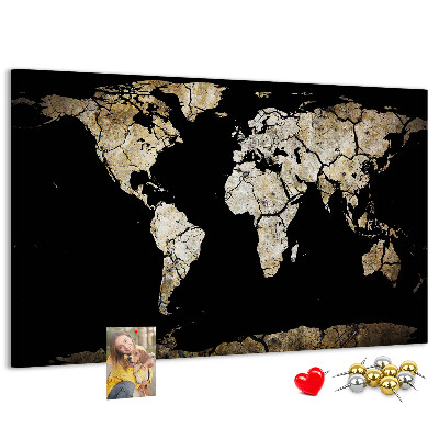 Nástěnka Poškozená mapa světa na černém pozadí