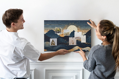 Korková nástěnka Horská krajina v nočním světle.
