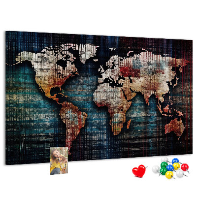 Nástěnka Stylizovaná mapa světa v zemitých barvách.