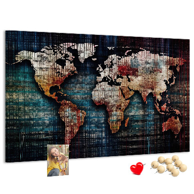 Nástěnka Stylizovaná mapa světa v zemitých barvách.