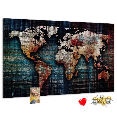 Nástěnka Stylizovaná mapa světa v zemitých barvách.
