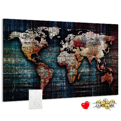 Nástěnka Stylizovaná mapa světa v zemitých barvách.