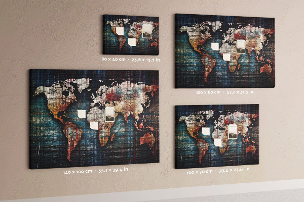 Nástěnka Stylizovaná mapa světa v zemitých barvách.