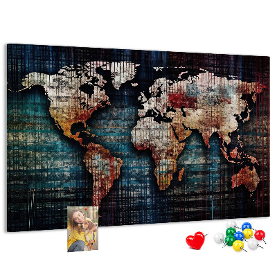 Nástěnka Stylizovaná mapa světa v zemitých barvách.