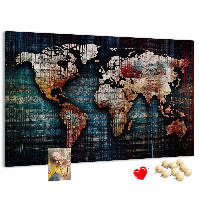 Nástěnka Stylizovaná mapa světa v zemitých barvách.