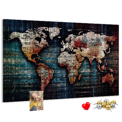 Nástěnka Stylizovaná mapa světa v zemitých barvách.