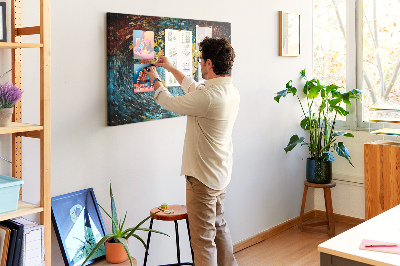 Korková nástěnka Barevná mapa světa v abstraktním stylu