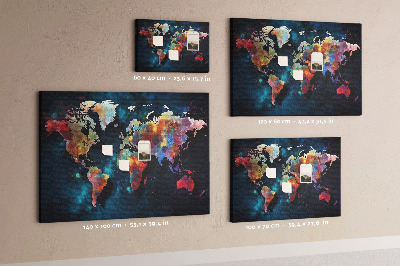 Fětská nástěnka Barevná mapa světa na tmavém pozadí