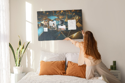 Korková nástěnka Zlaté a modré geometrické tvary