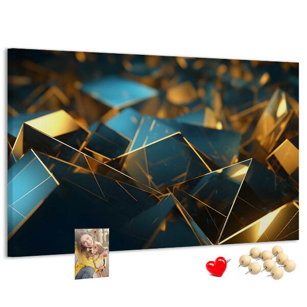 Korková nástěnka Zlaté a modré geometrické tvary