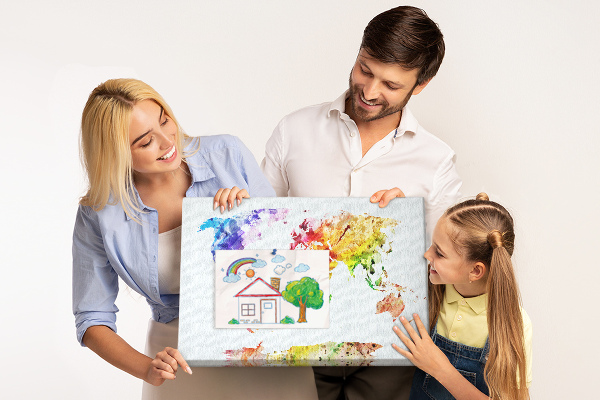 Fětská nástěnka Barevná mapa světa s akvarelem