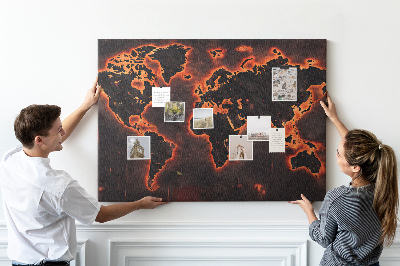 Fětská nástěnka Hořící mapa světa v tmavých odstínech