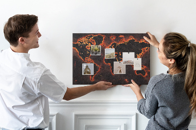 Fětská nástěnka Hořící mapa světa v tmavých odstínech