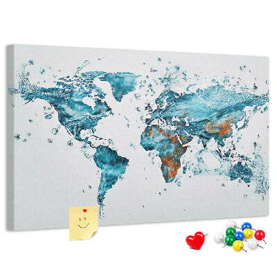Korková nástěnka Akvarelová mapa světa.