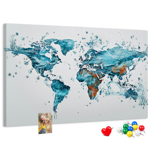 Korková nástěnka Akvarelová mapa světa.