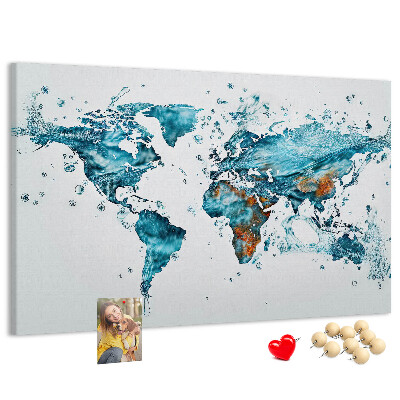 Korková nástěnka Akvarelová mapa světa.