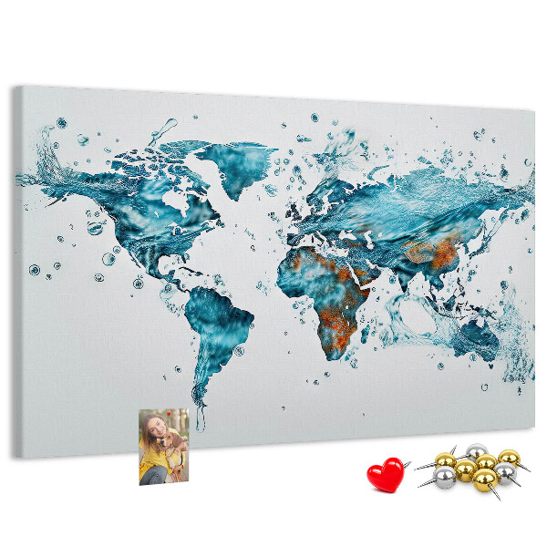 Korková nástěnka Akvarelová mapa světa.