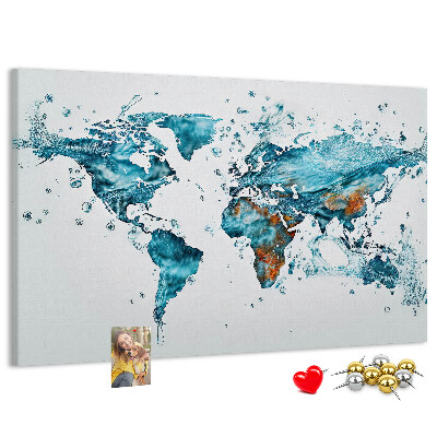 Korková nástěnka Akvarelová mapa světa.