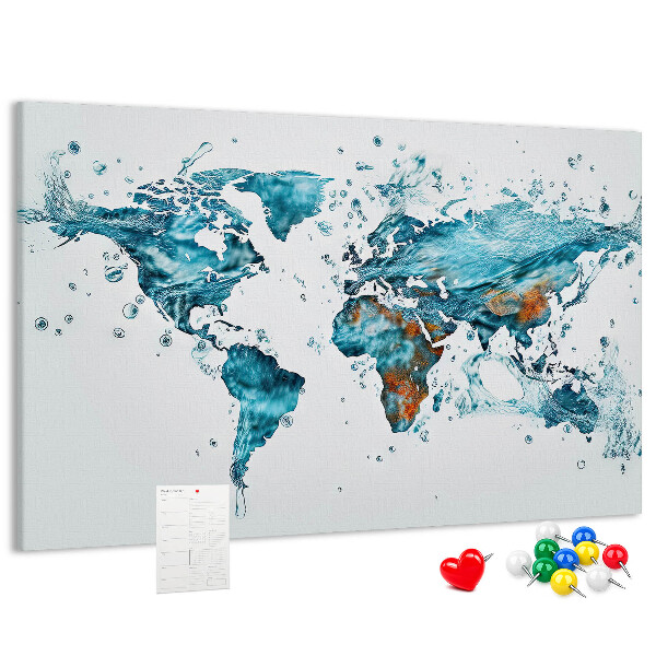 Korková nástěnka Akvarelová mapa světa.