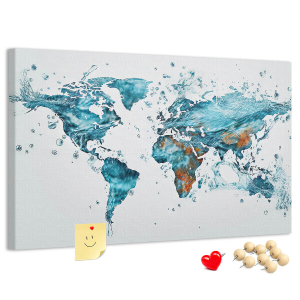 Korková nástěnka Akvarelová mapa světa.