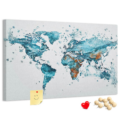 Korková nástěnka Akvarelová mapa světa.